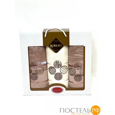 Набор полотенец Карвен "DORT DAIRE" махра 50*90(2)/70*140 HS 1643 v-4 крем/капучино
