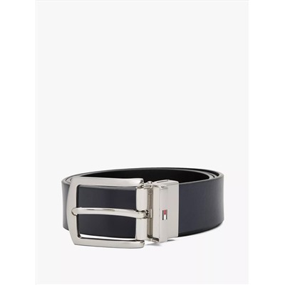 Reversible Flag Logo Loop Leather Belt