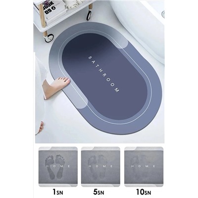 BEYZANA Su Emici Paspas Şık Tasarım Abdest Paspası Kaymaz Taban Diyatom 40*60 Cm Oval Paspas BYZM-885