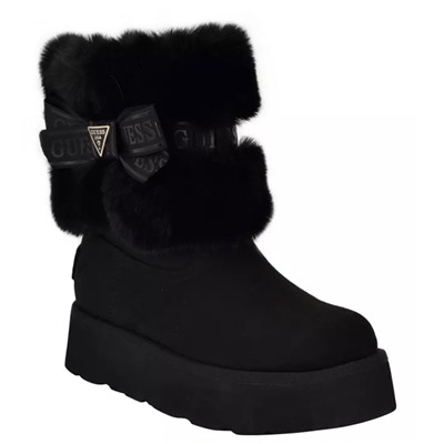 GUESS Women's Denla Cold Weather Faux Fur Cozy Booties