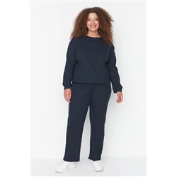 Trendyol Curve Lacivert Bisiklet Yaka Örme Pijama Takımı TBBAW23AI00002
