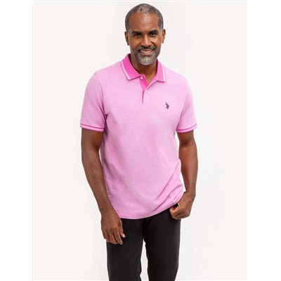 BIRDSEYE CONTRAST COLLAR POLO SHIRT