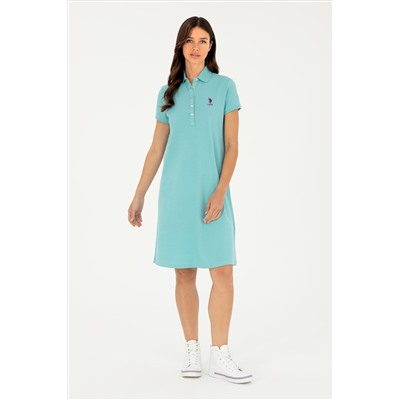 Kadın Mint Polo Yaka Mini Boy Örme Elbise