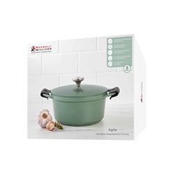 Кастрюля, 24 см, 4,2 л, с крышкой, с покрытием, алюминий, зеленая, Agile, 62977