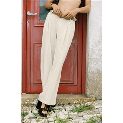 STRIPED WIDE-LEG TROUSERS WITH BELT