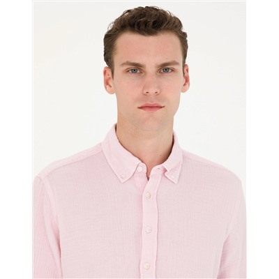 Pembe Regular Fit Uzun Kollu Gömlek