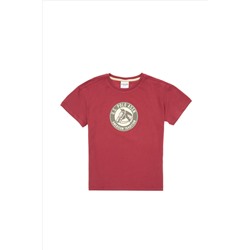 Erkek Çocuk Vişne Oversize Bisiklet Yaka Tişört