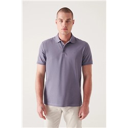 Avva Erkek Lila %100 Pamuk Serin Tutan Standart Fit Normal Kesim Polo Yaka T-shirt E001004