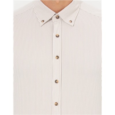 Bej Slim Fit Uzun Kollu Gömlek