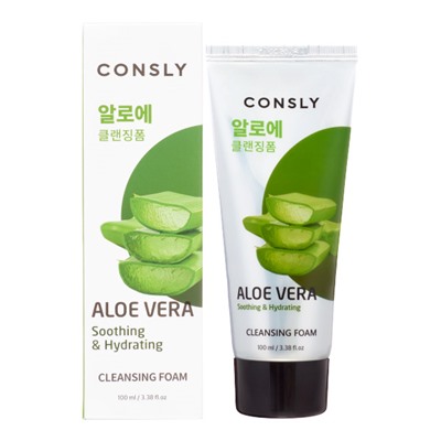 CONSLY Aloe Vera Soothing Creamy Cleansing Foam Успокаивающая кремовая пенка для умывания c экстрактом алоэ вера 100мл