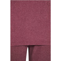 Mürdüm Asimetrik Yaka Fitted Bürümcük Dokulu Kumaş Örme Büyük Beden Alt-Üst Takım TBBSS25CP00006