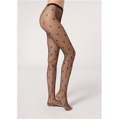 Netzstrumpfhose mit Allover-Punktemuster