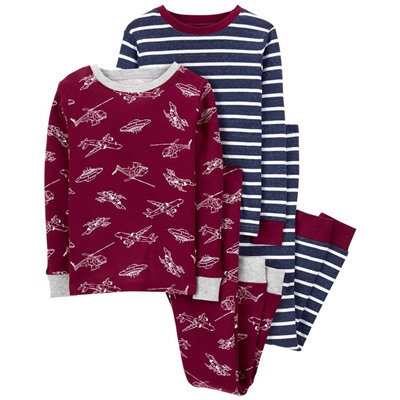 4-Piece Monster Truck 100% Snug Fit Cotton PJs