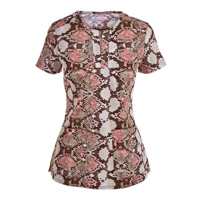 koi Stretch Scrubs Anaconda Print Top