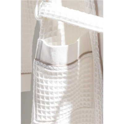 Pathier %100 Pamuk Kimono Unisex Bornoz - Beyaz/Bej