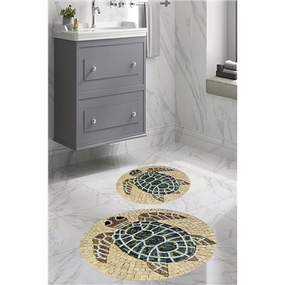 CAPPİO HALI Kaplumbağa Desenli Banyo Halı Takımı 40x60/60x100- Cp813 CP813