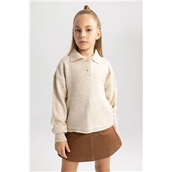 Defacto Kız Çocuk Regular Fit Polo Yaka Kazak A2883A823AU
