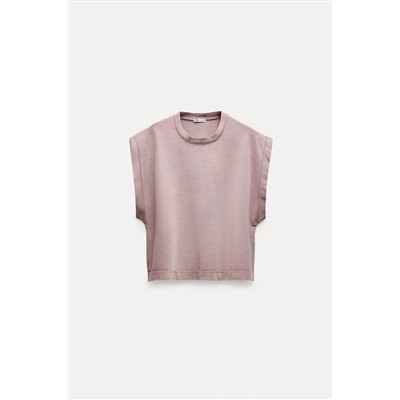 FADED-EFFECT HEAVY COTTON T-SHIRT