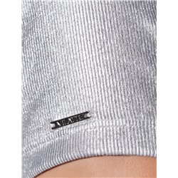 Футболка облегающая из хлопка в рубчик с вырезом лодочка с матовым покрытием металлик