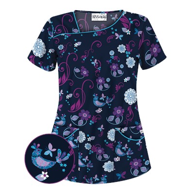 UA Song Bird Navy Scrub Top