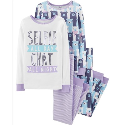4-Piece Selfie Snug Fit Cotton PJs