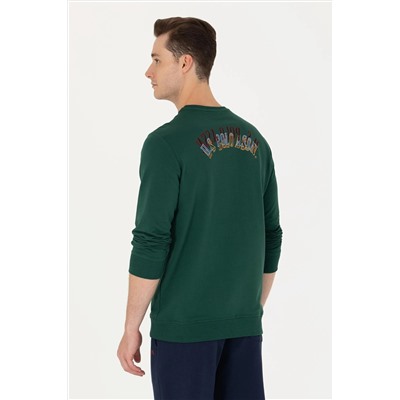 Erkek Yeşil Bisiklet Yaka Sweatshirt