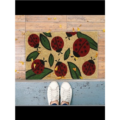 Kokos-Fußmatte "Marienkäfer" in Natur/ Rot - 40 x 60 cm