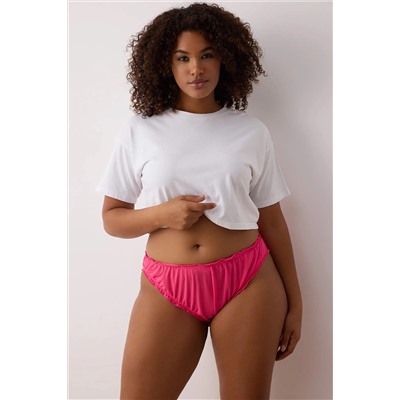 Lila-Pembe 2'li Paket Lastikli Tül Klasik Büyük Beden Külot TBBSS25CM00002
