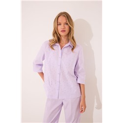 Pijama largo camisero lila strass