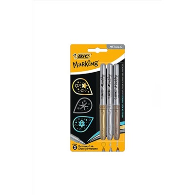 Bic Marking Color Permanent Markör Kalem Seti 3 Metalik Renk 3086123464698