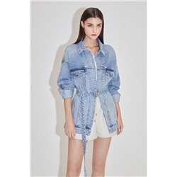 Chaqueta larga vaquera Azul