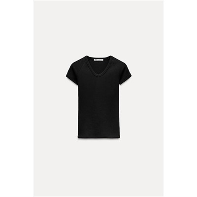 V-NECK RIBBED T-SHIRT
