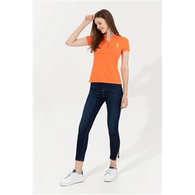 Kadın Turuncu Basic Polo Yaka Tişört