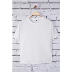 Trendyol Curve Beyaz Regular Fit Crop Büyük Beden T-shirt TBBSS25BF00061