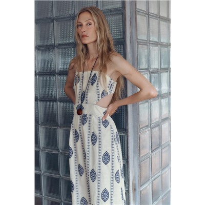 MIDI DRESS WITH CUT-OUT EMBROIDERY