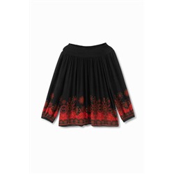 Blusa cuello barco boho