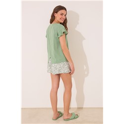 Pijama corto 100% algodón verde