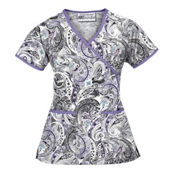 UA Charming Swirls Granite Mock Wrap Print Scrub Top