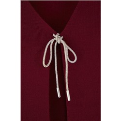 Bordo Fiyonk/Kurdele Detaylı Triko Hırka TBBAW26AV00011