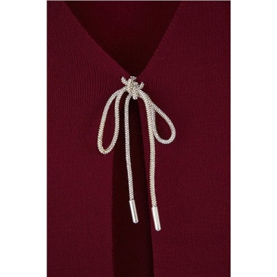 Bordo Fiyonk/Kurdele Detaylı Triko Hırka TBBAW26AV00011
