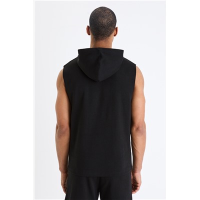 Sudadera con capucha sin mangas - Negro