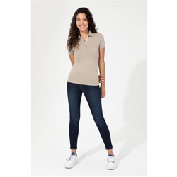 Kadın Haki Basic Polo Yaka Tişört