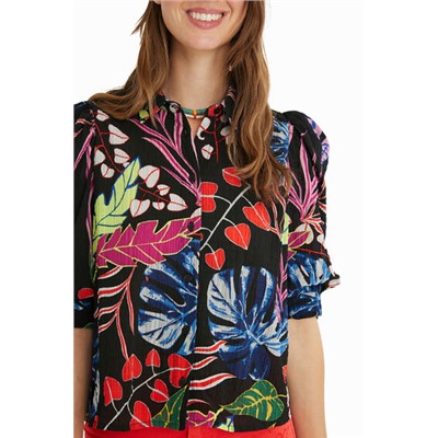 Blusa manga abullonada flores
