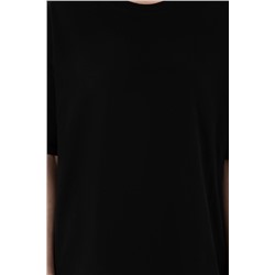 Kadın Siyah Oversize Bisiklet Yaka Tişört