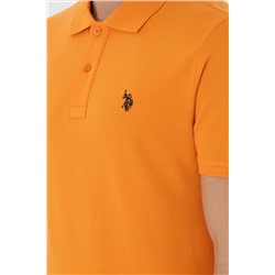 Erkek Slim Fit Polo Yaka Turuncu Basic Tişört