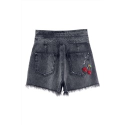 Short vaquero de tiro alto Negro