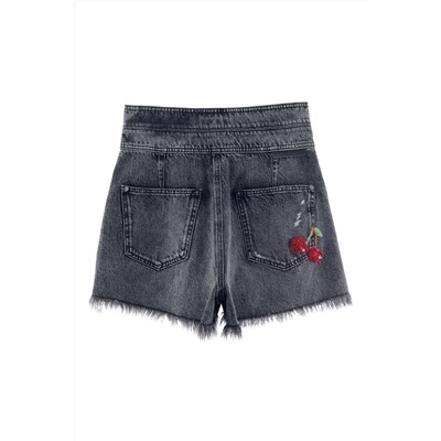 Short vaquero de tiro alto Negro