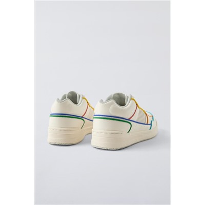 MINIMALIST LACE-UP SNEAKERS WITH MULTICOLOURED TRIM