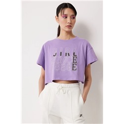 Lee, Loose Fit Rahat Kesim %100 Pamuk Bisiklet Yaka Mor Tişört