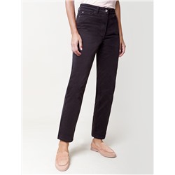 Укороченные эластичные брюки слим из микро вельвета